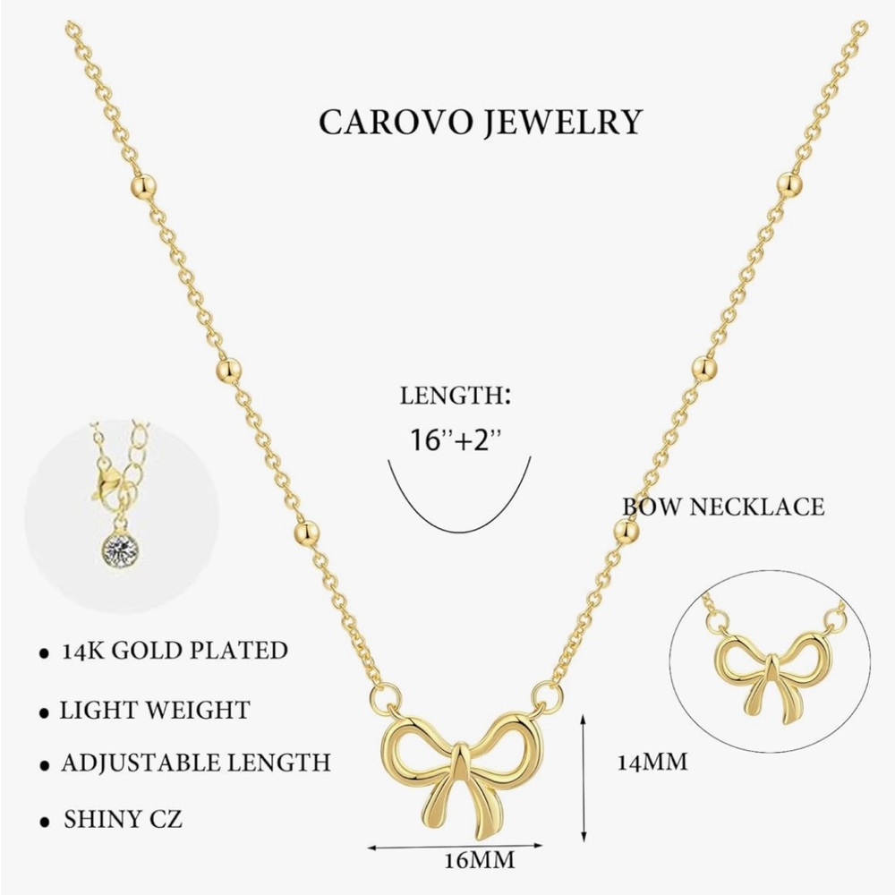 14K GOLD DAINTY BOW NECKLACE 🎀 - Picture 3 of 10